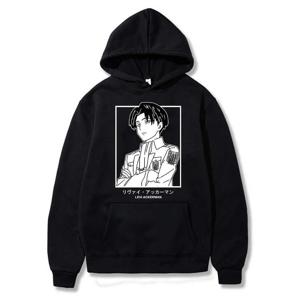 Men's Hoodies Sweatshirts Black Hooded Anime Attack on  AOT Merch Ackerman Levi Scout Regiment Printed Hoodies Men Women Sweatshirts Cozy PulloversL231122