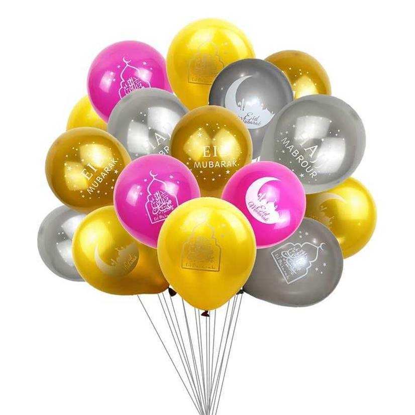 Ramadan Kareem Decoration Gold Sliver LaTex Balon dla Eid Mubarak Hadj Ramj Decor Party Muzułmańskie impreza Favors Y263Y