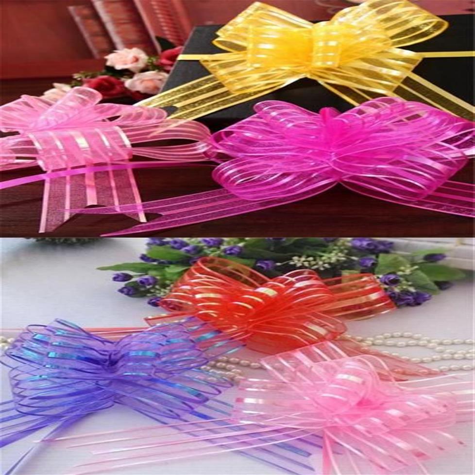 NYA 100st PCS Flower Garland Organza Wedding Organza Yarn Pull Bows Ribbons Wedding Party Flower Decor Gift295k