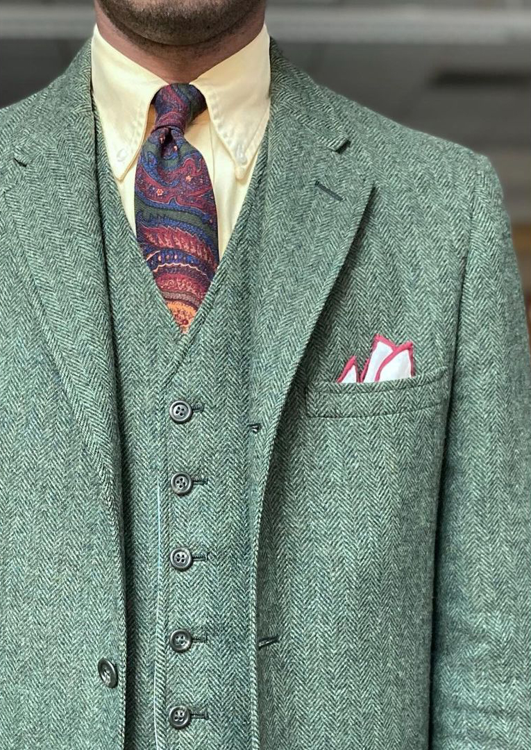 Tweed de lana para hombre, esmoquin de boda, 3 piezas, solapa gruesa con visera, ropa para novio, fiesta de cumpleaños, desfile de moda, pantalones, trajes