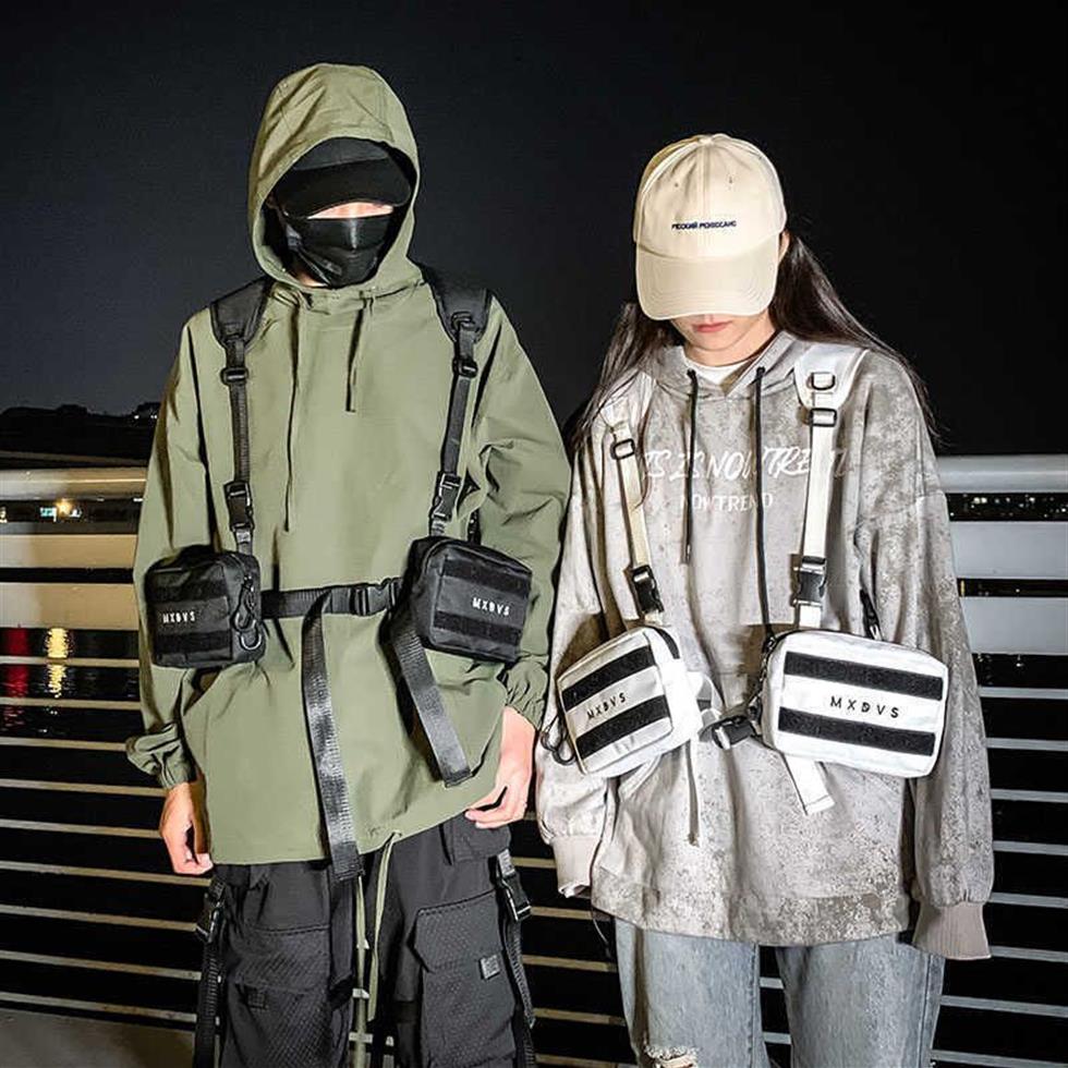 Unisex Black Chest Rig Bag Streetwear Streetical Tactical Weste Hip-Hop S Mode Taktik Taille Pack Frau funktionaler Platz 211006267f
