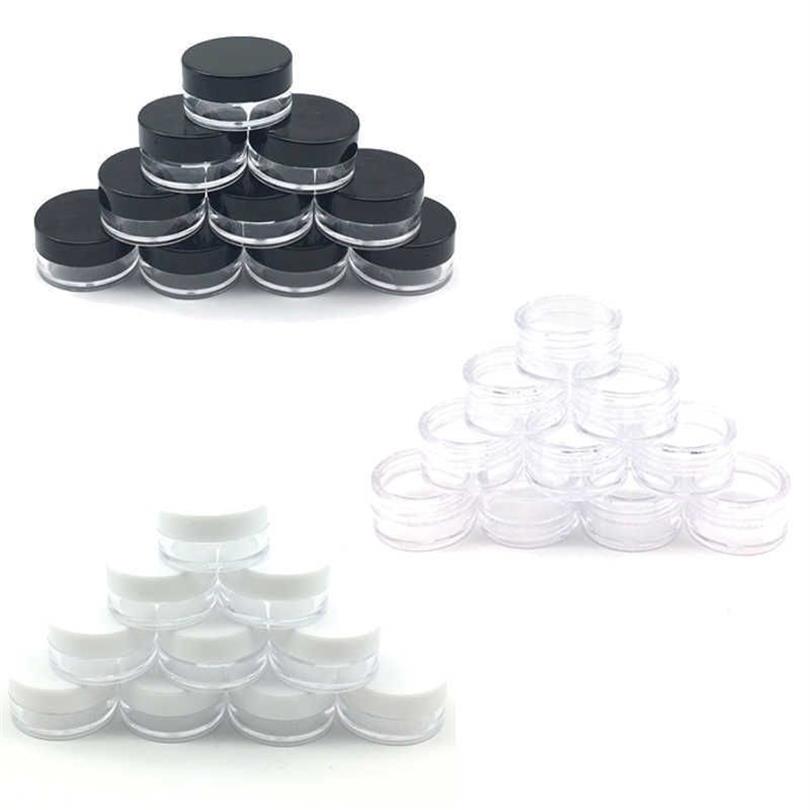 Empty Plastic Cosmetic Makeup Jar Pots 2g 3g 5g Sample Bottles Eyeshadow Cream Lip Balm Container Storage Box189n