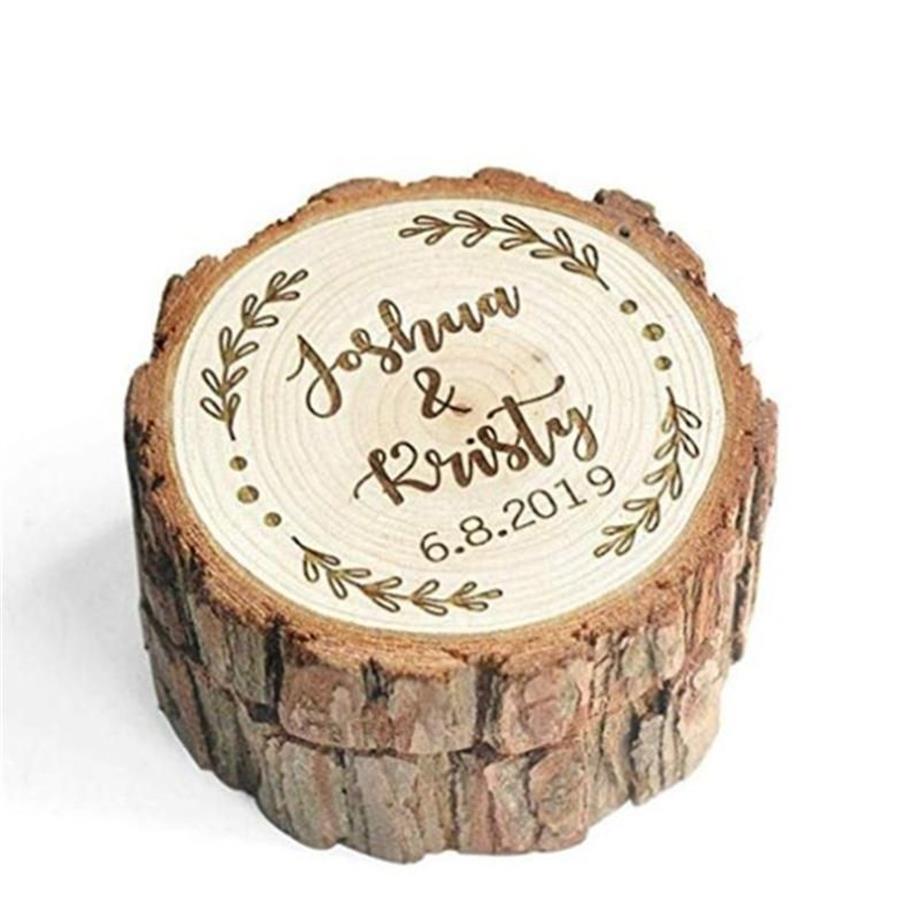 Personalizado rústico de madeira anel de casamento portador caixa de madeira do vintage titular país decoração de casamento favors302p