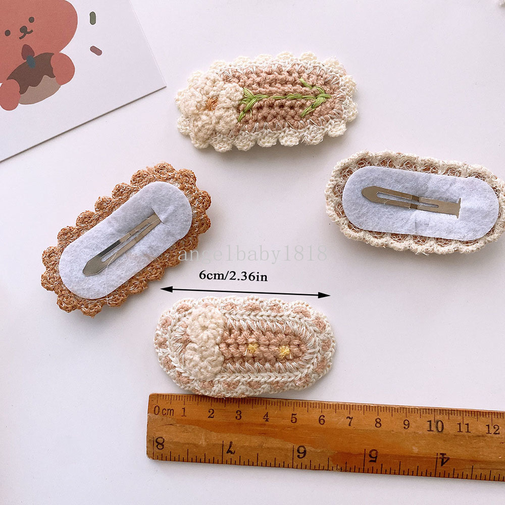 Colorful Knitted Hair Clip Bohemian Crochet Side Bangs Clips Girls Hairpins Hair Accessories Floral BB Clip Barrettes