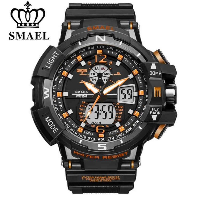 SMAEL Sporthorloge Mannen 2021 Klok Mannelijke LED Digitale Quartz Horloges heren Topmerk Digitaal horloge Relogio Masculino247u