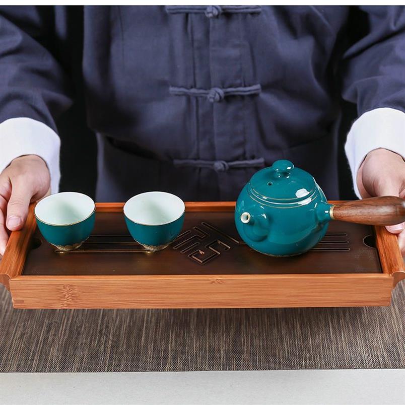 tea tray Black Tabletop Chinese Kung fu Tea Serving Bamboo Table Water Drip Tray 39 13cm2304