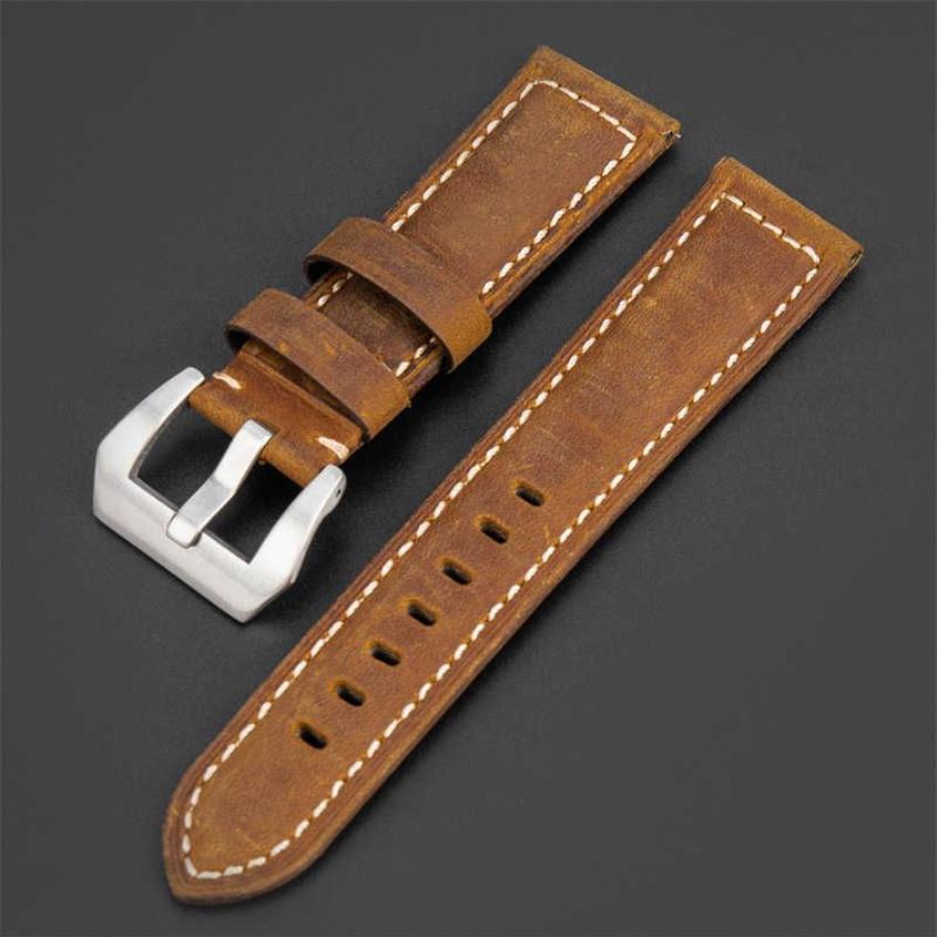 Watch Bands Leather strap fat rugged frosted head layer cowhide 20 22 24 26mm T230420253S