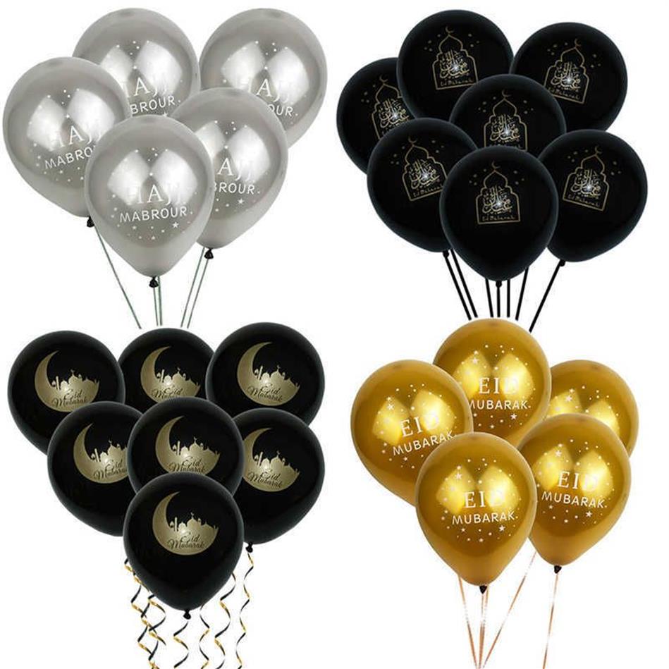 Ramadan Kareem Decoration Gold Sliver LaTex Balon dla Eid Mubarak Hadj Ramj Decor Party Muzułmańskie impreza Favors Y263Y