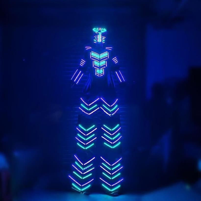 Party Decoration Stage Stilts Clothing RGB 7 Colour Change Led Robot Costume Bart Event Evening Nightclub Show DJ Luminous Armor272j