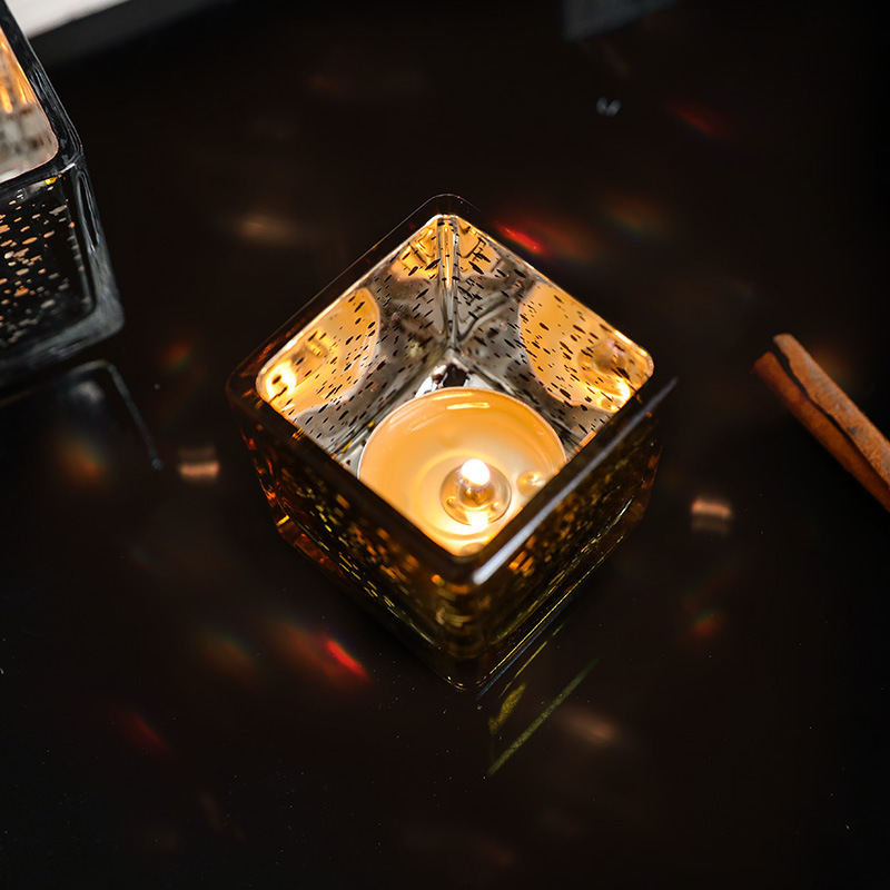 Candle Holder Square Cube Votive Tealight Glass for Wedding, Birthday, Holiday & Home Decoration