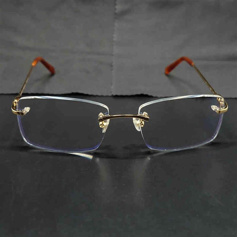 Lunettes transparentes sans monture pour hommes, montures optiques transparentes, Carter en métal Deisgner, remplissage de lunettes de Prescription, 343p