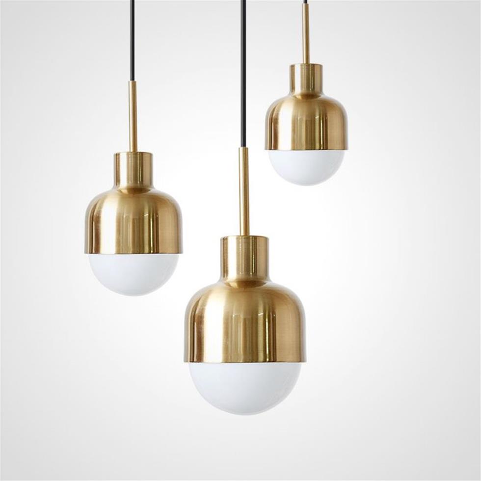 Modern Small Plated Gold Pendant Lamp Loft Industrial Pendant Lights Simple Bedroom Living Room Dining Room Light Fixture278h