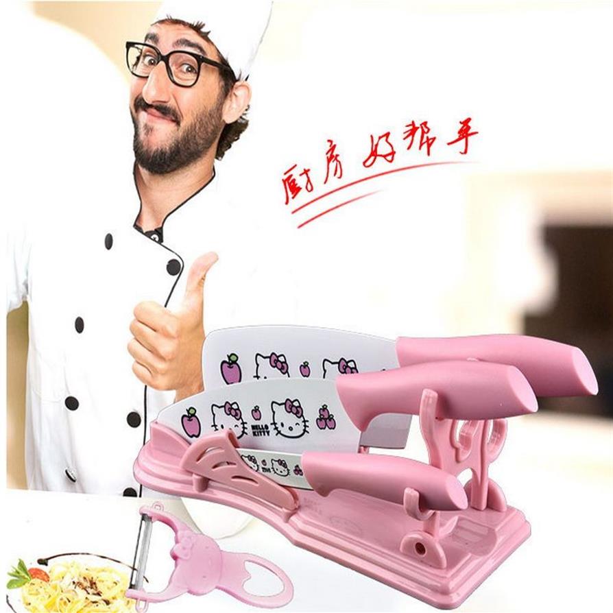 Schöne Cartoon Edelstahl Obst LNIFE Set Mini Tragbare Kochen Rosa MESSER set Peeling Schäler küche Besteck set 2463