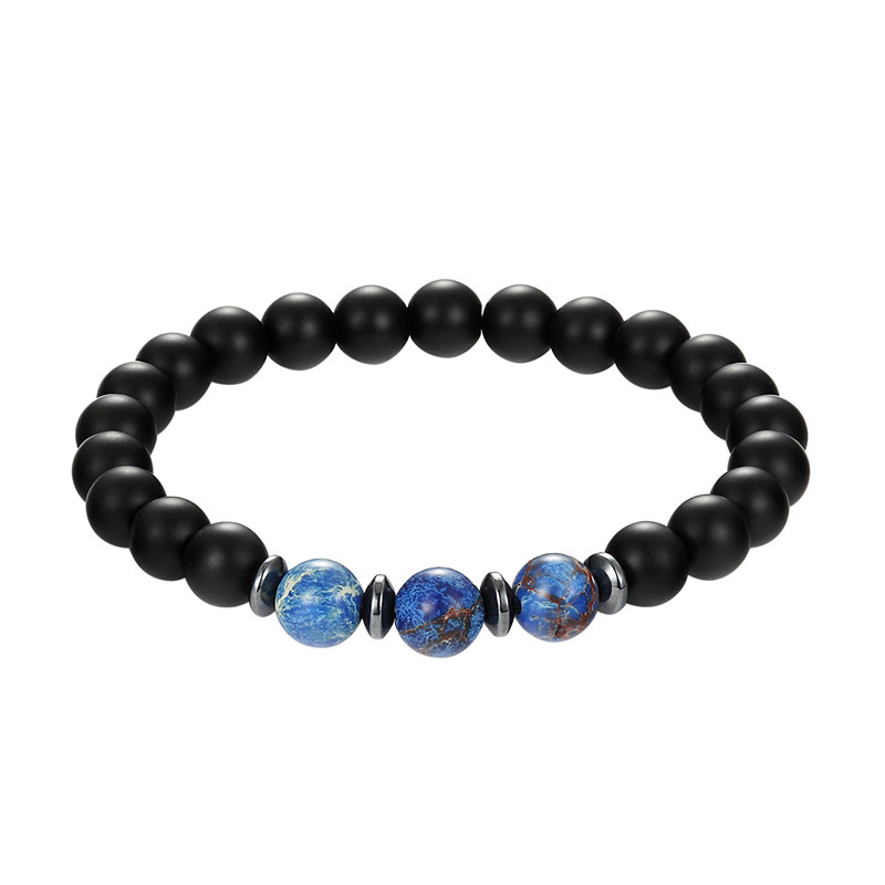 Mattad svart helande balanspärlor Reiki Buddha Bön Natural Stone Yoga Armband för kvinnliga män