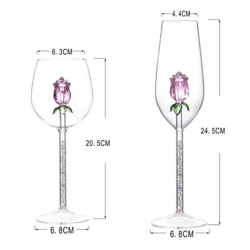 Rose Wine Glasses Mugs with Rose Inside Wine Glass Great for Week Gifts for Birthday Wedding Party Christmas Celebration 35ED X070244N