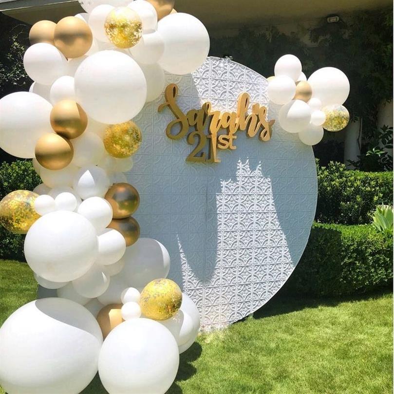 116 unids Set Mate blanco Oro Metálico globos guirnalda arco kit baby Shower boda fiesta de cumpleaños Chrome Globo Decoración niños F258T