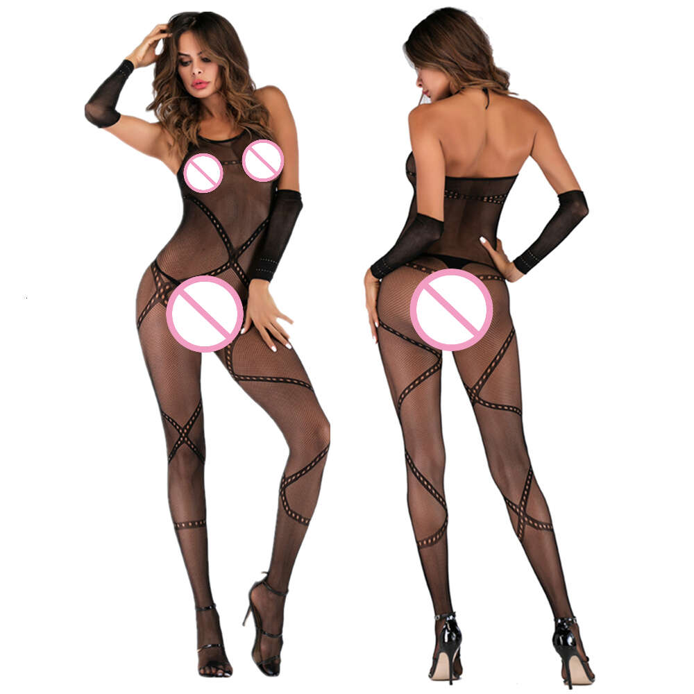 sexy lingerie bodysuit uitgehold visnet perspectief exotische ondergoed vrouw nachtkleding dame zwart kostuum set bodystocking sexy