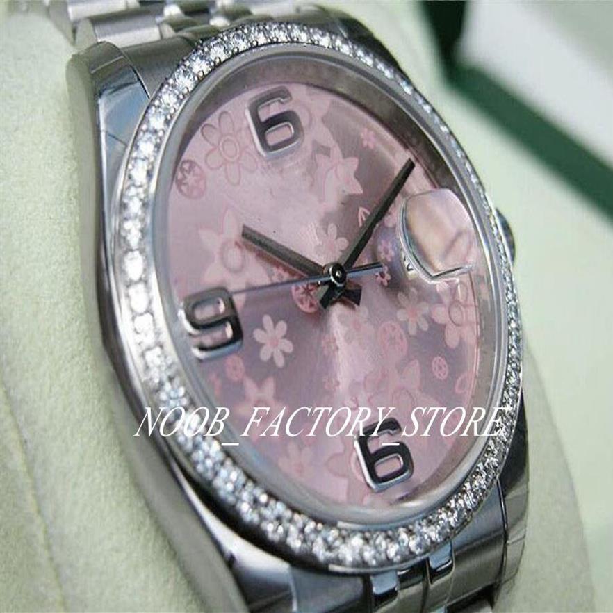 Relógios femininos fábrica 2813 movimento automático 36mm feminino rosa flor vestido presente de natal vidro safira com box234z original