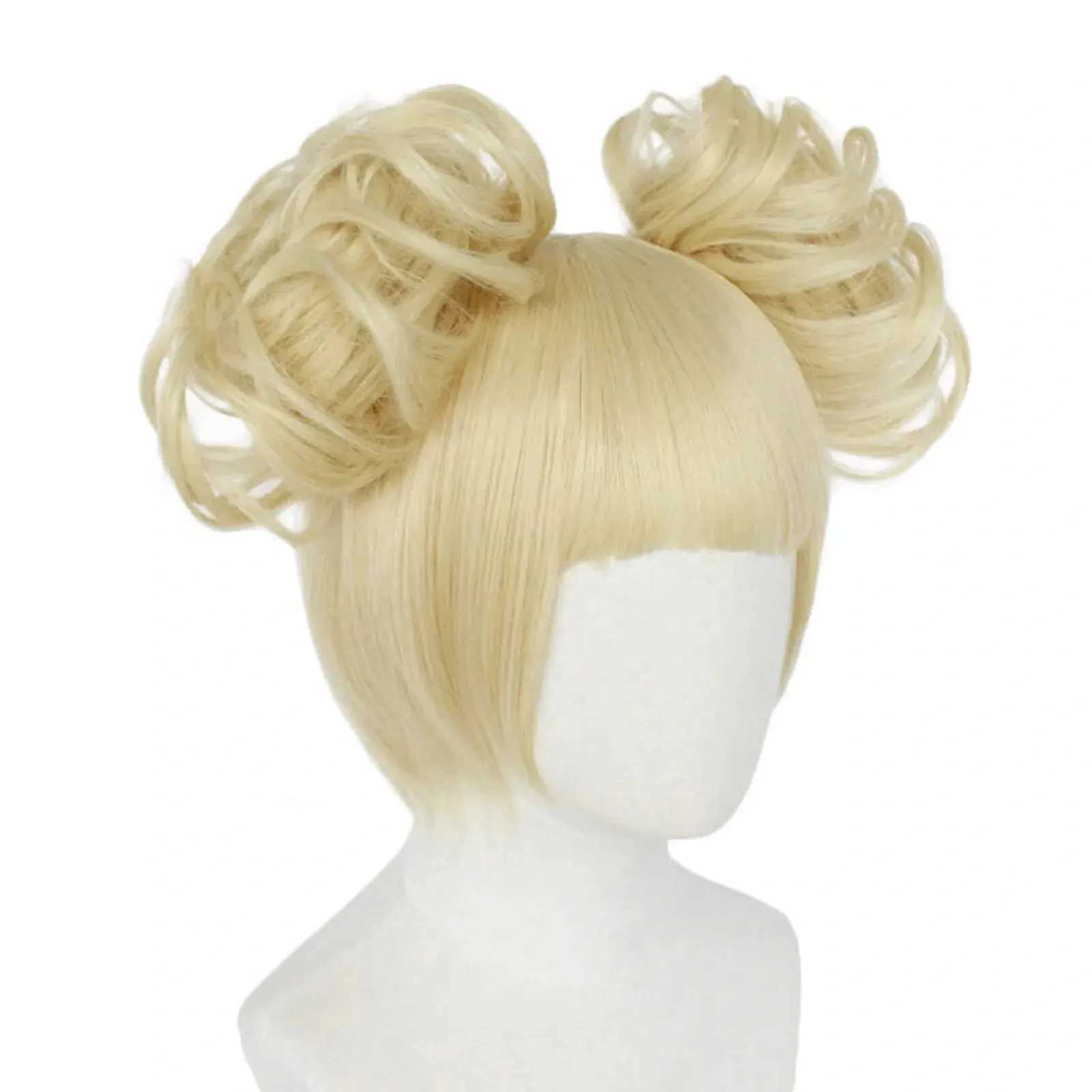 Perruques de cosplay 10 pouces avec clip de tigre blond court et droit Himiko Toga pour femme - Perruque de costume pour Halloween, Noël, école, ThanksgivingL231212