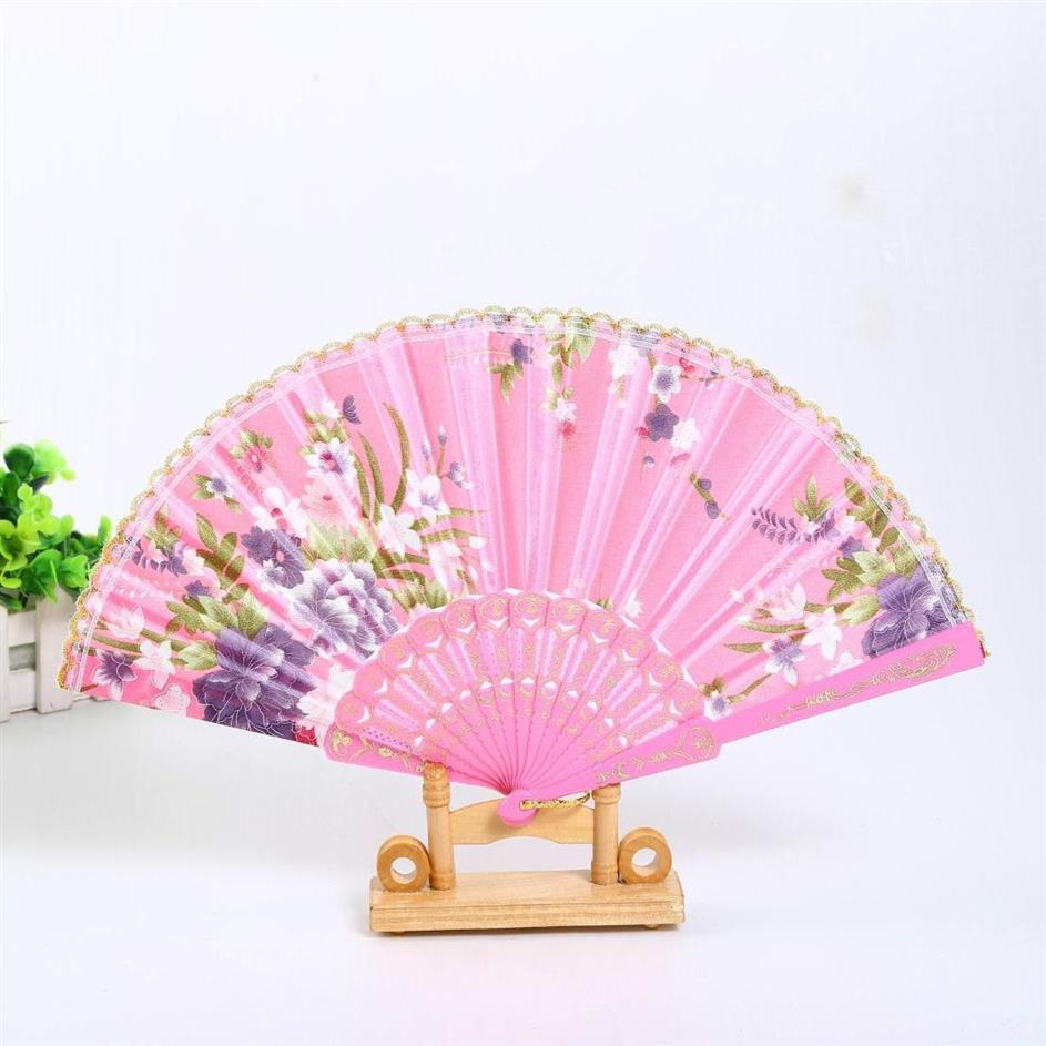 Tragbare Damen Falten hand Fans Hochzeit Party Favor Seide Tuch Floral Dance Show Requisiten Fan Japanischen stil202V