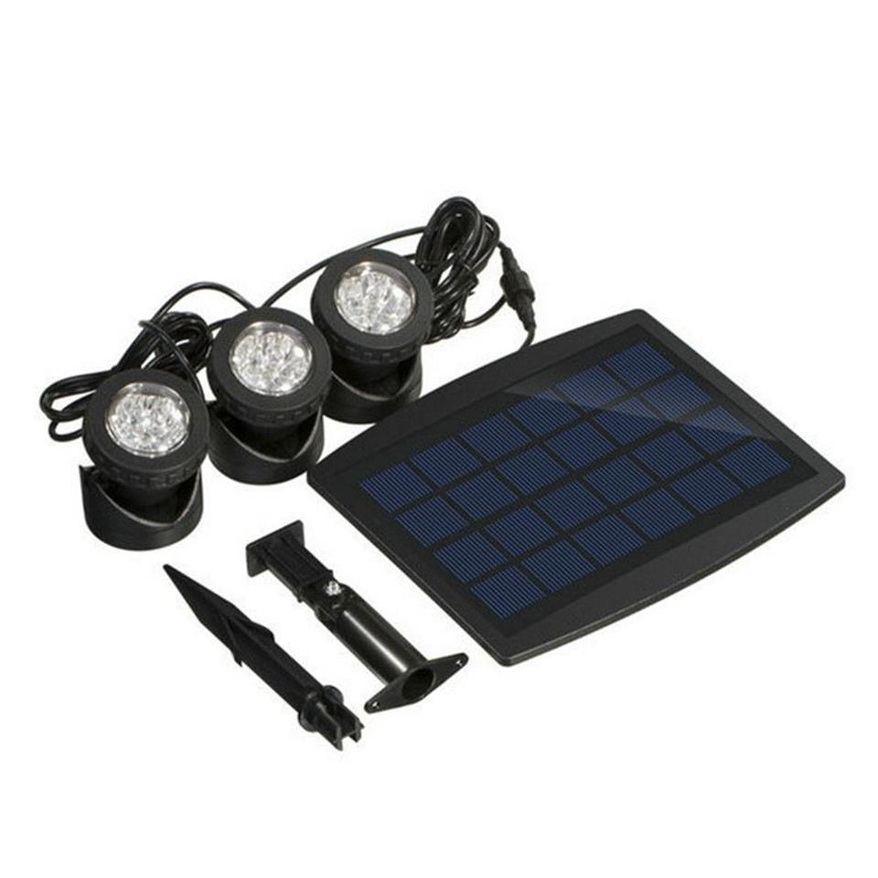 LED Solar Powered 3 Lamps Landscape Spotlight Projection Light for Garden Pool Pond Outdoor Lighting Underwater Lights334D