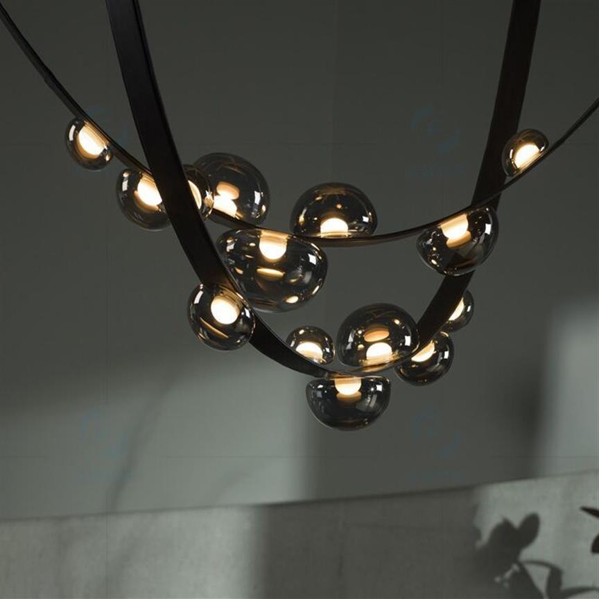 Pós-moderno minimalista medusa pingente lâmpadas villa duplex piso vazio sala de estar designer couro longo cinto escada light235y