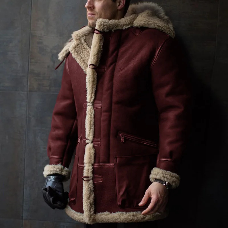 Jaquetas masculinas Mandylandy homens manga longa pele turndown colarinho engrossar quente shearling casaco falso camurça jaqueta de inverno outwear chaquetas 231212
