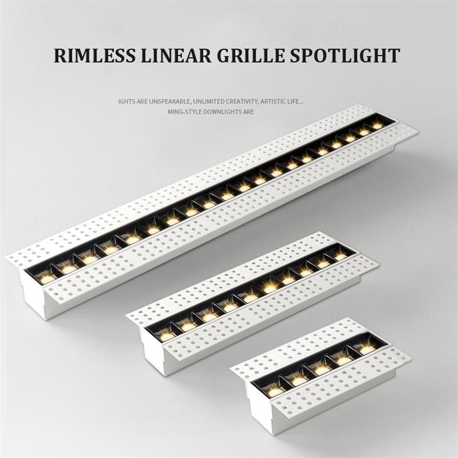 Faretto a LED a griglia lineare senza montatura Nessun design di illuminazione principale Moderno 5W 10W 20W Lampada da installazione incorporata magnetica Fixture235e