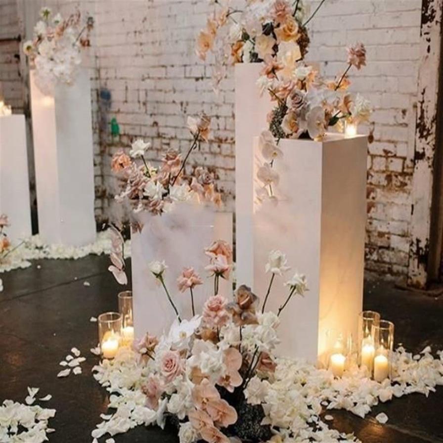 Party Decoration whole Mental Wedding Plinth White Clear Acrylic Display Stand Round For Events Yudao931262K