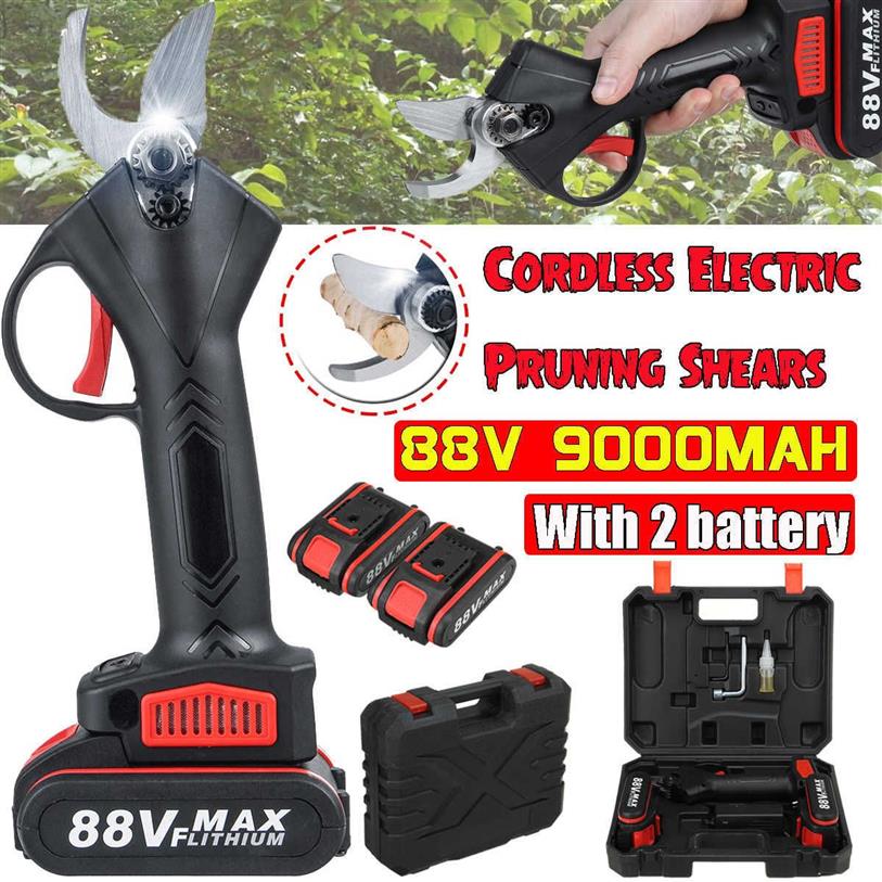 88V Cordless Electric Pruning Shears 30mm Max Cutting Garden Pruner Secateur Branch Cutter with 2 Lithium-ion Battery US Plug 2107161V