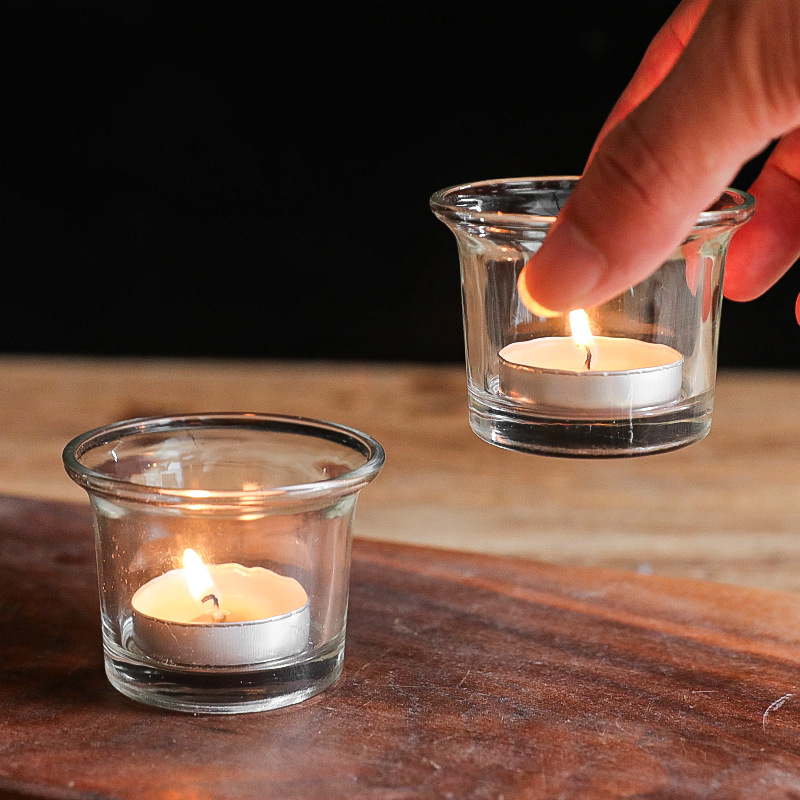 حامل شمعة Tealight مجموعة صافية من شموع الشمعة الزجاجية بشكل واضح لزخارف عيد الميلاد ، زفاف ، ديكور منزل الحفلات