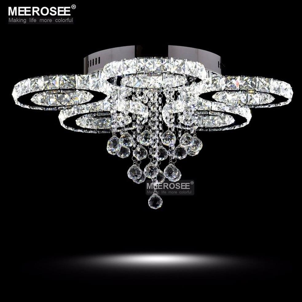 Lustres en cristal modernes lumière diamant LED plafonniers pour salle à manger salon anneau cercle Lustres lampara de techo maison Indoo305O