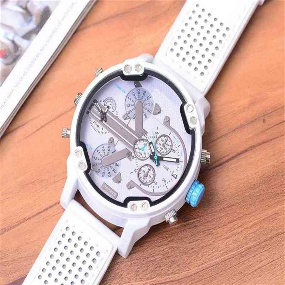 Hommes grand grand cadran montre mode horloge individuelle ceinture en Silicone 7419 montre à Quartz blanc sport heure d'affaires mâle Dz 211231306B