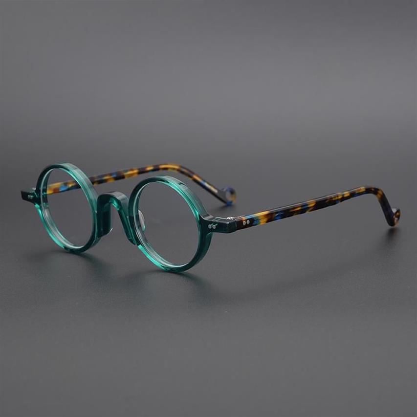 패션 선글라스 프레임 아세테이트 투명한 둥근 안경 남성 빈티지 작은 안경 프레임 여성 광학 처방 스펙 틱 1890