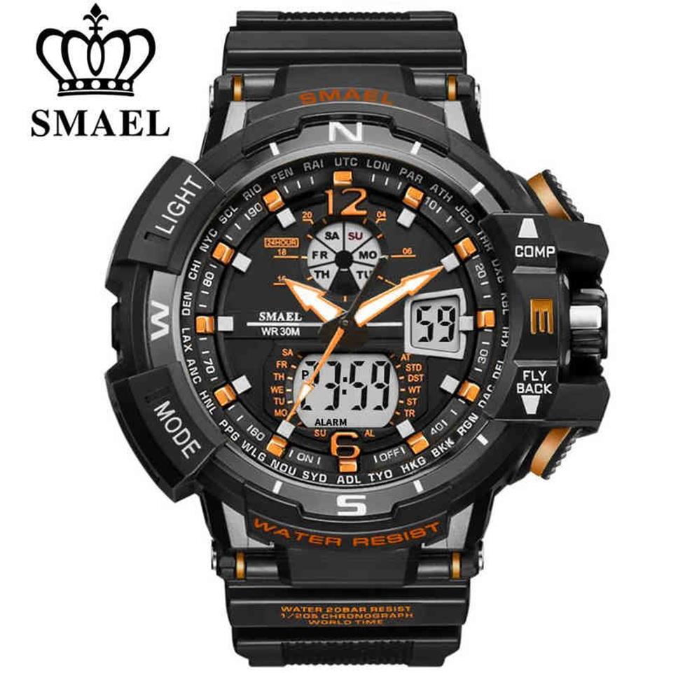 Smael Sport Watch Mężczyźni 2021 Zegar LED Digital Quartz Brance Watches Watches Męska marka Digital-Watch-Watch Masculino299c