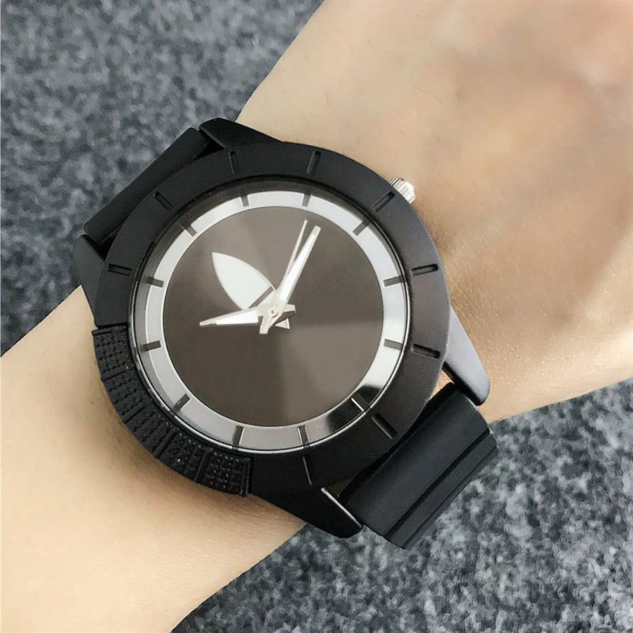 Fashion Clover Merk Horloges voor Vrouwen Mannen Unisex met 3 Bladeren blad stijl wijzerplaat Siliconen band Quartz Horloge AD20241t