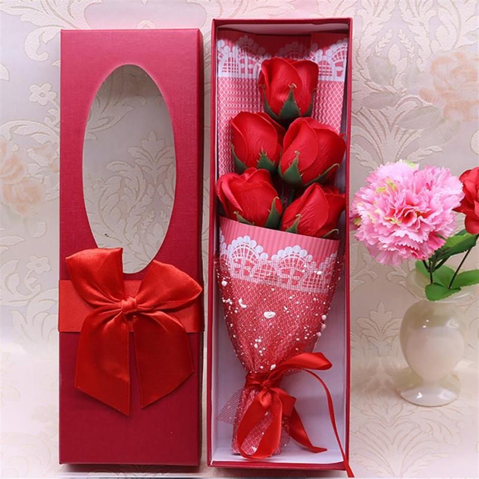 5-teiliges Set duftende Badeseife, Rosenseife, Blütenblatt mit Geschenkbox für Hochzeit, Valentinstag, Muttertag, Lehrer-Gif1277S