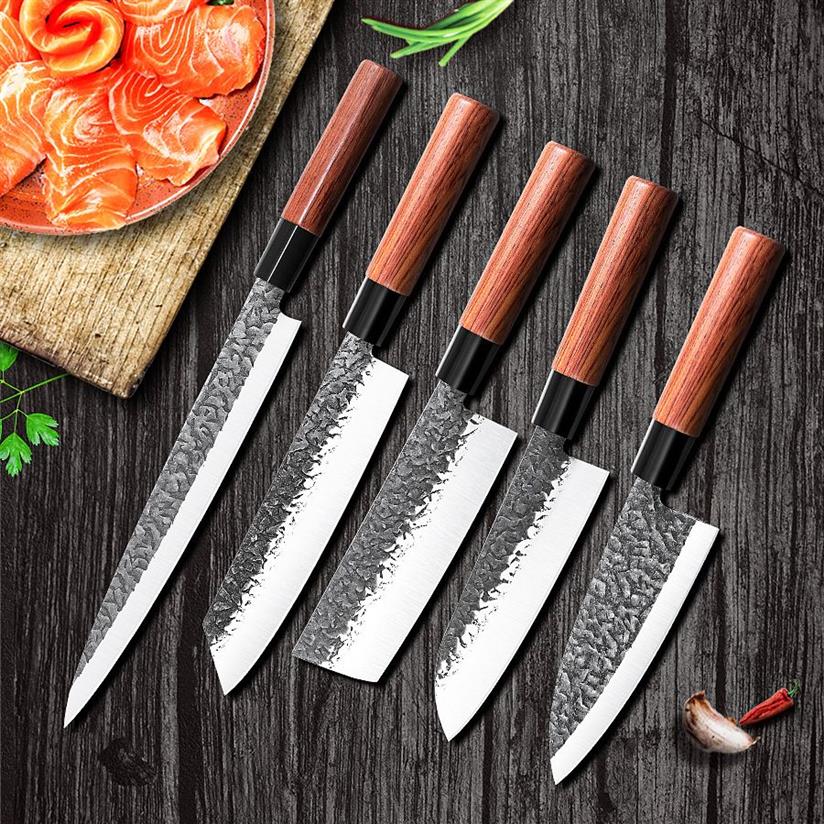 Forged Handmade LNIFE Set 3-Layer Composite Stainless Steel Sharp Japanese Salmon Slicing LNIFE Sashimi Sushi Special LNIFE Set280u