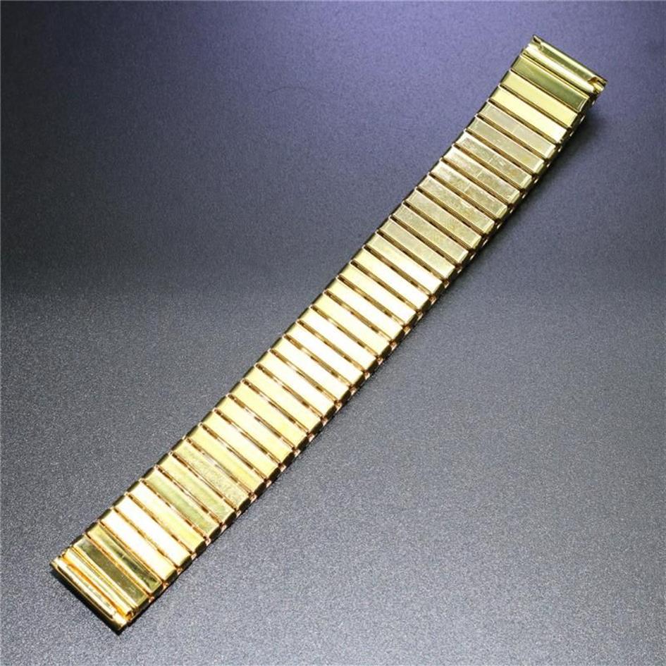 Watch Bands Way Deng - Women Men Golden Stainless Steel Flexible Stretch Watchband Band Strap Bracelet Cuff Bangle 18mm 20 Mm Y0952302