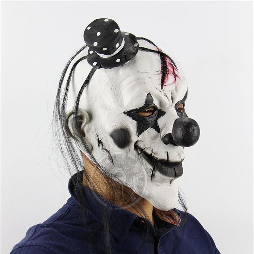 Máscara de festa de Halloween Horrível Máscara de Palhaço Assustador Homens Adultos Látex Cabelo Branco Palhaço de Halloween Mal Assassino Demon244T