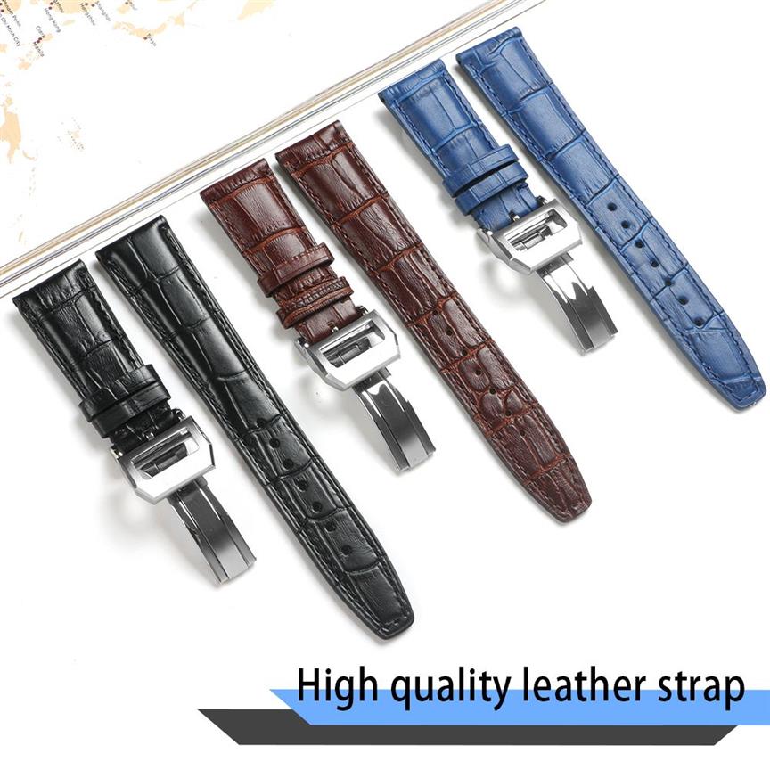 22mm Sports Nylon Cuir pour IWC Big Pilot Watch Homme Bracelet de montre étanche Bracelet Bracelet de montre Noir Bleu Marron Homme avec Too209O