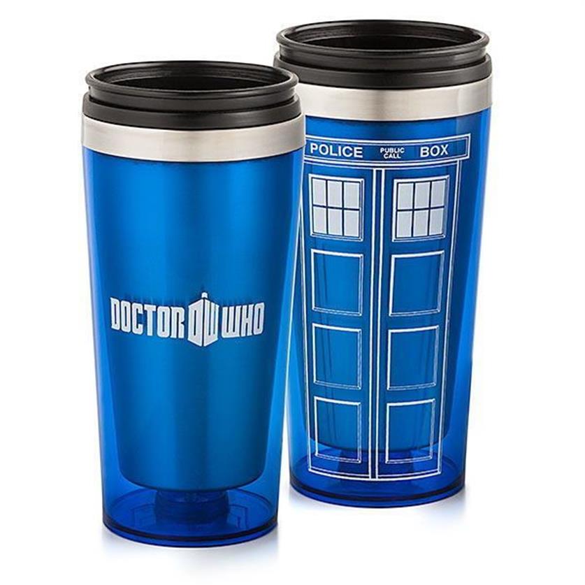 Docteur Dr Who Tardis tasse à café en acier inoxydable intérieur Thermos tasse Thermomug Thermocup 450ml qualité 201109304C