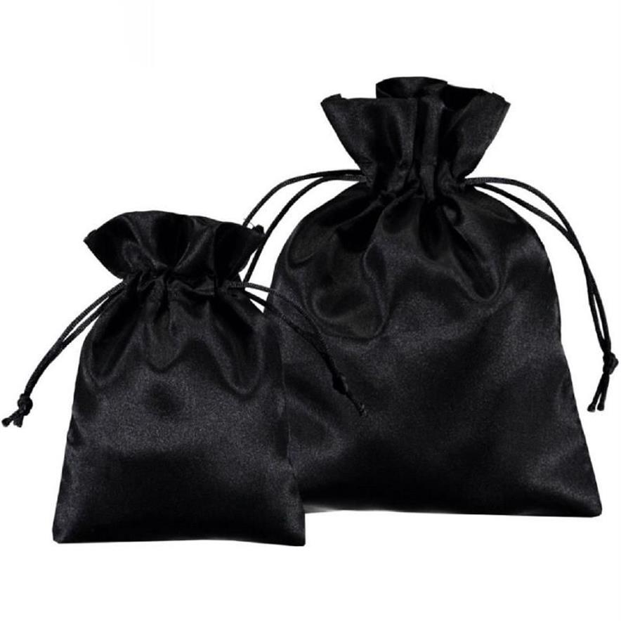 Bolsas de regalo de satén, embalaje personalizado, bolsas de joyería, fiesta de maquillaje, bolsita con cordón de seda, bolsillo, saco reutilizable, Logo impreso Wrap268F