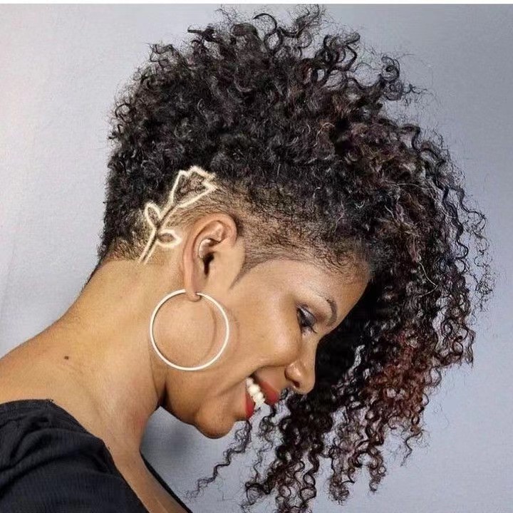 Short high afro kinky curly ponytail puff drawstring ponytail hair piece clip in hair extenson, tapered cut natural wraps hairpiece 120g