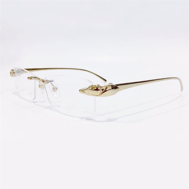 Brillen Randloze Frames Optische Brillen Metalen Frameloze Brillen Gouden Frame Heldere Lens voor Mannen Mode Zonnebrillen Frame met Bo268L