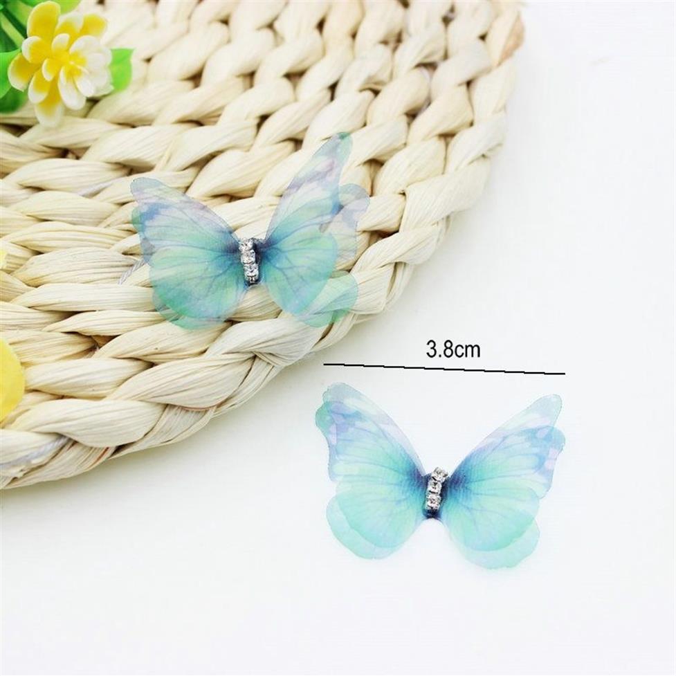 Gradient Color Organza Fabric Butterfly Appliques Translucent Chiffon Butterfly for Party Decor Doll Embellishment 201203266o