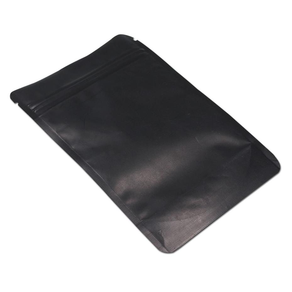 Pochette à Valve en aluminium pur mat, de 50 pièces, 13 à 21cm, pour le stockage des aliments, thermoscellable, en Mylar noir, fermeture à glissière, sacs d'emballage 223b