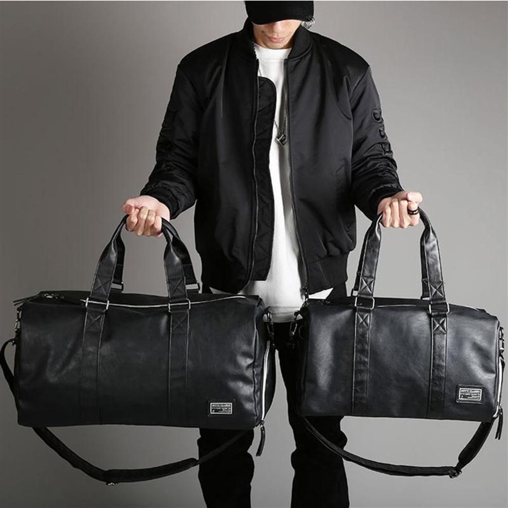 Duffel Bags Men Black Men Travel Duffle Bolsa de Couro à prova d'água Pu