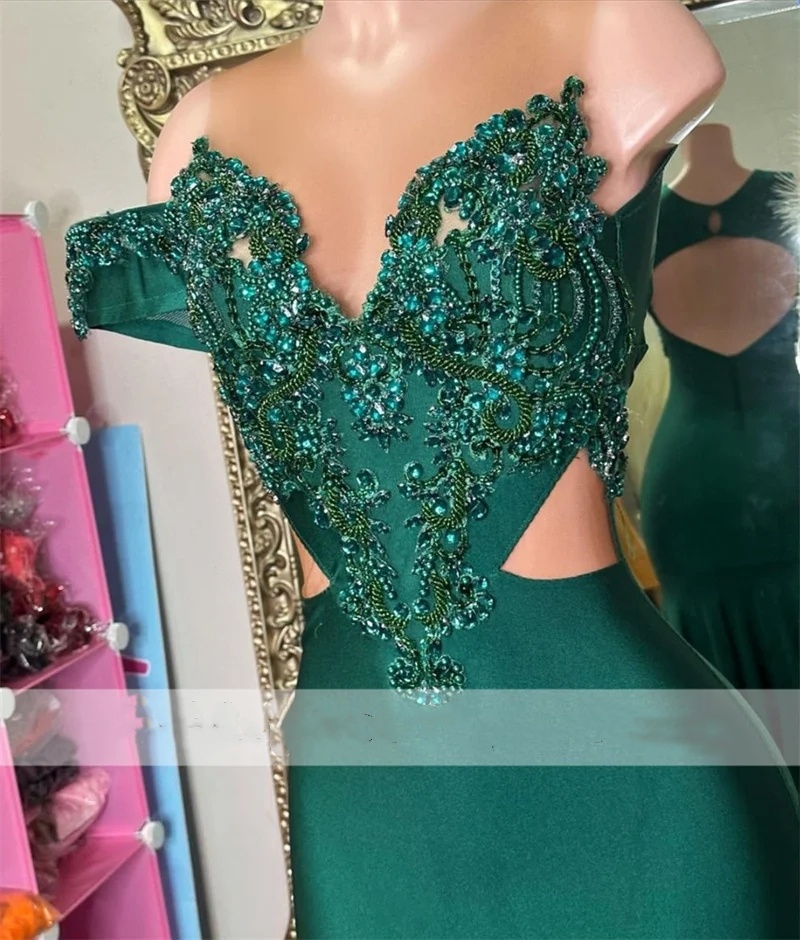 New Arrival Hunter Green Diamonds Black Girl Prom Dress 2024 Beads Crystals Rhinestones Birthday Party Evening Gowns Robe De Bal