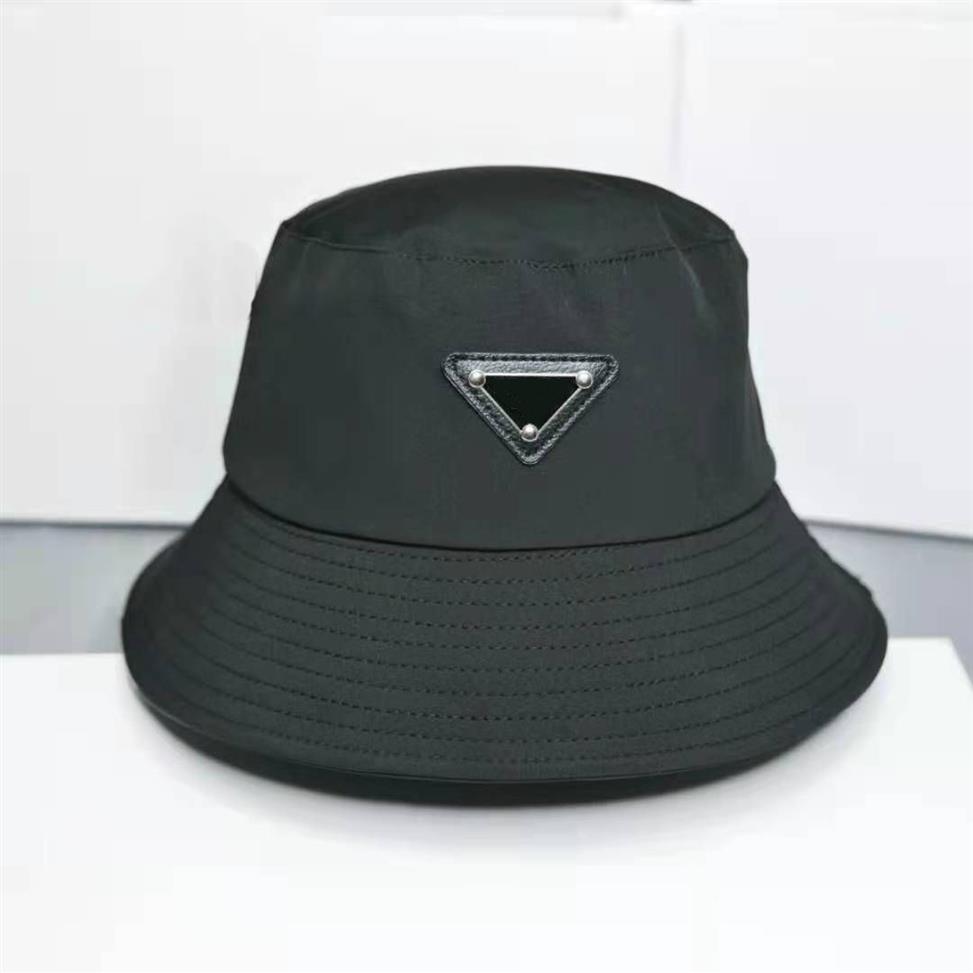 Fashion designer men sun Hat Black white Pink khaki fisher man Bucket Hats summer breathable leather Block sunscreen caps for wome252s